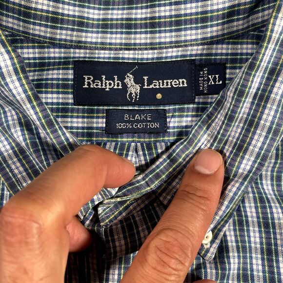 Vintage Polo Ralph Lauren Mens XL Blake Long Sleeve Oxford Shirt Hong Kong Made - Picture 5 of 9